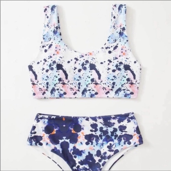 Zaful Other - Ink Splash High Waisted Bikini